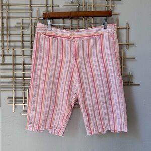 Columbia River Resort Striped Shorts Pink Cotton Petite 10 Summer